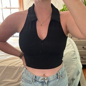 Abercrombie & Fitch Black Polo Crop Top